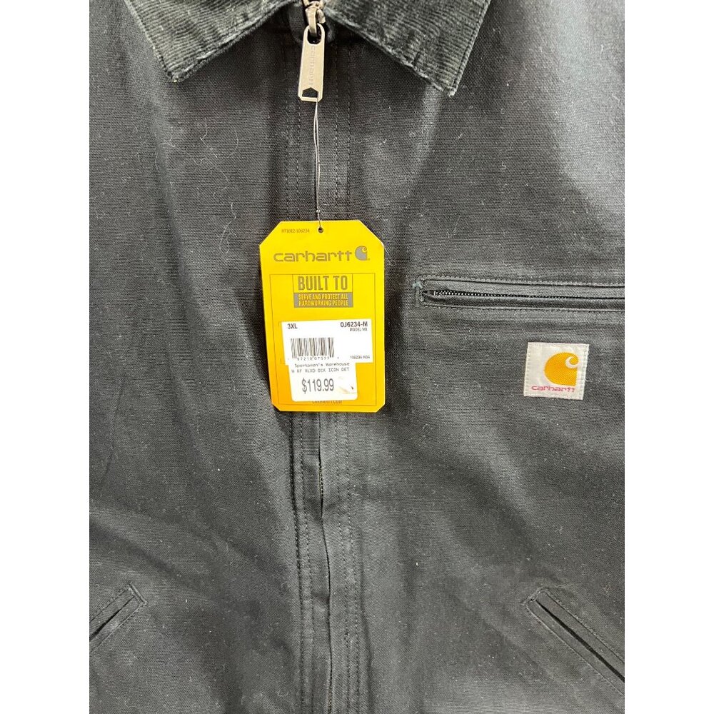 Carhartt Men's Rugged Flex Relaxed Fit Duck Detroit Jacket | Black | 3XL OJ6234 - Picture 3 of 11